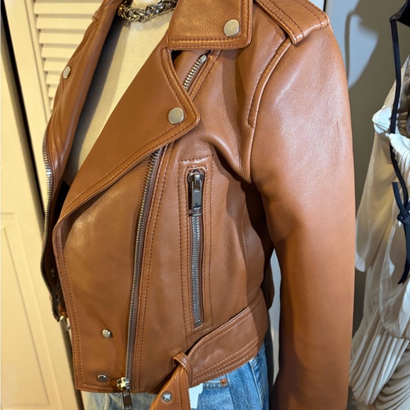 LTH Women's Brown Leather Moto Jacket - Picture 2 of 12
